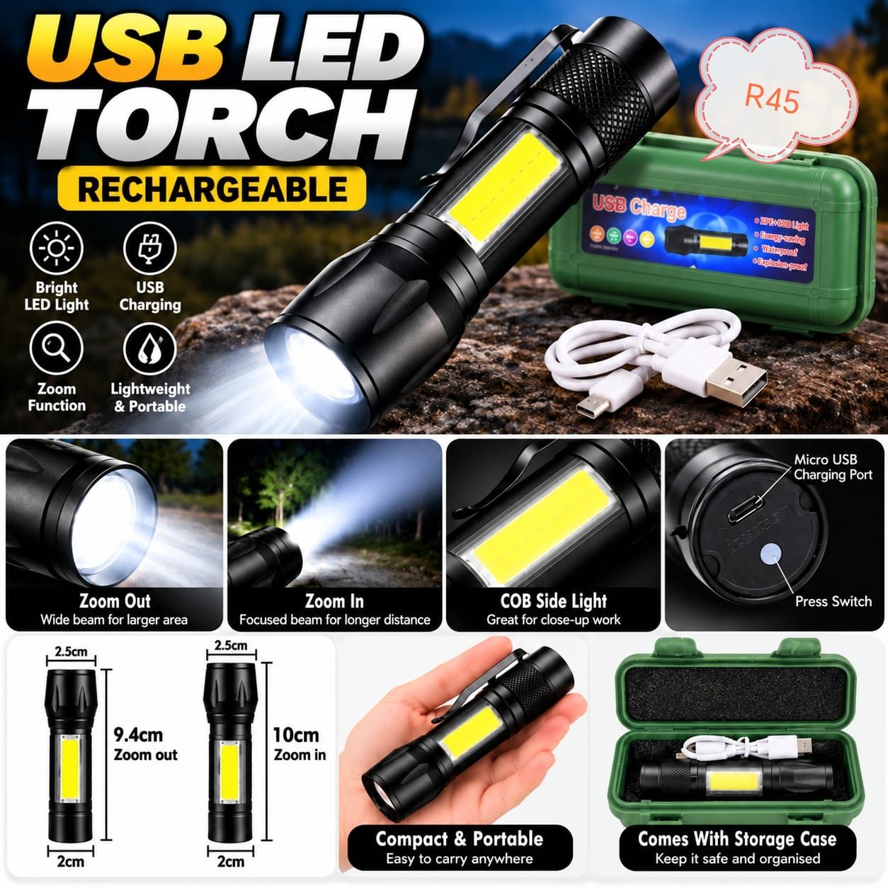 Rechargeable USB LED Torch 