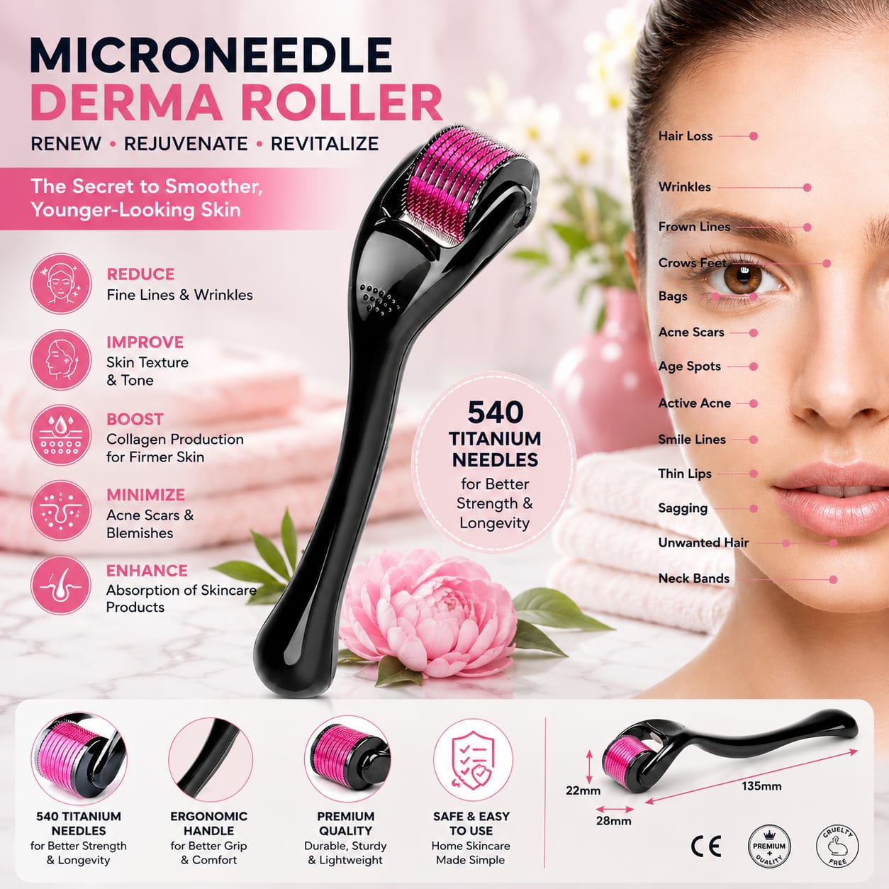 Micro needle face roller 