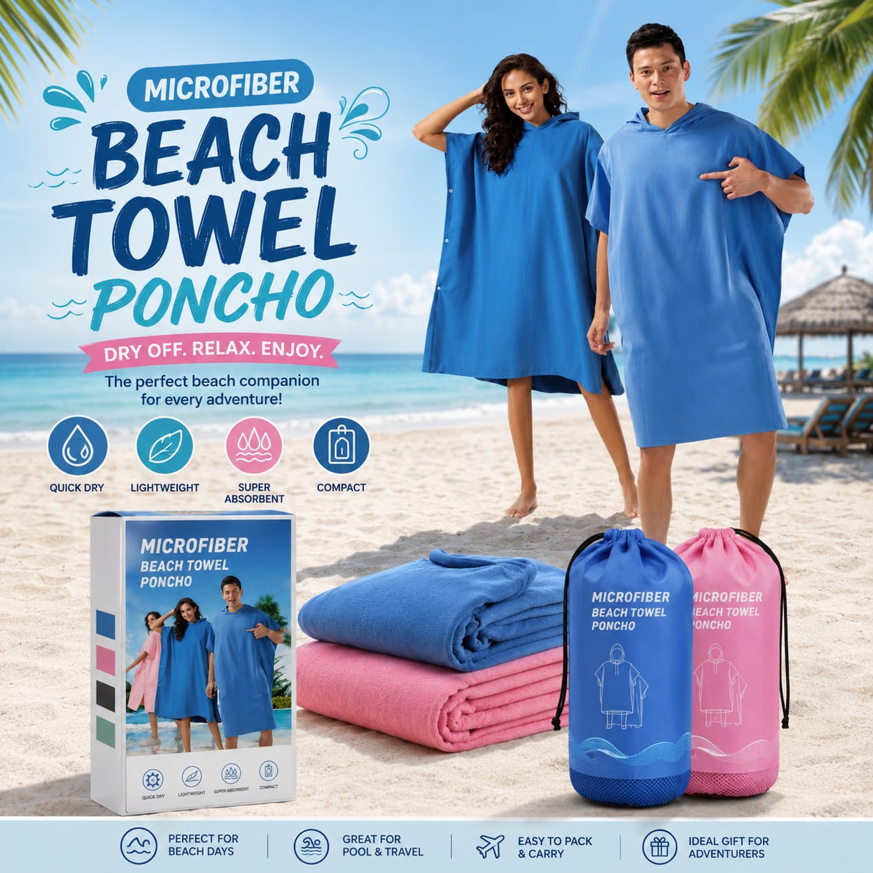 Beach towel poncho 