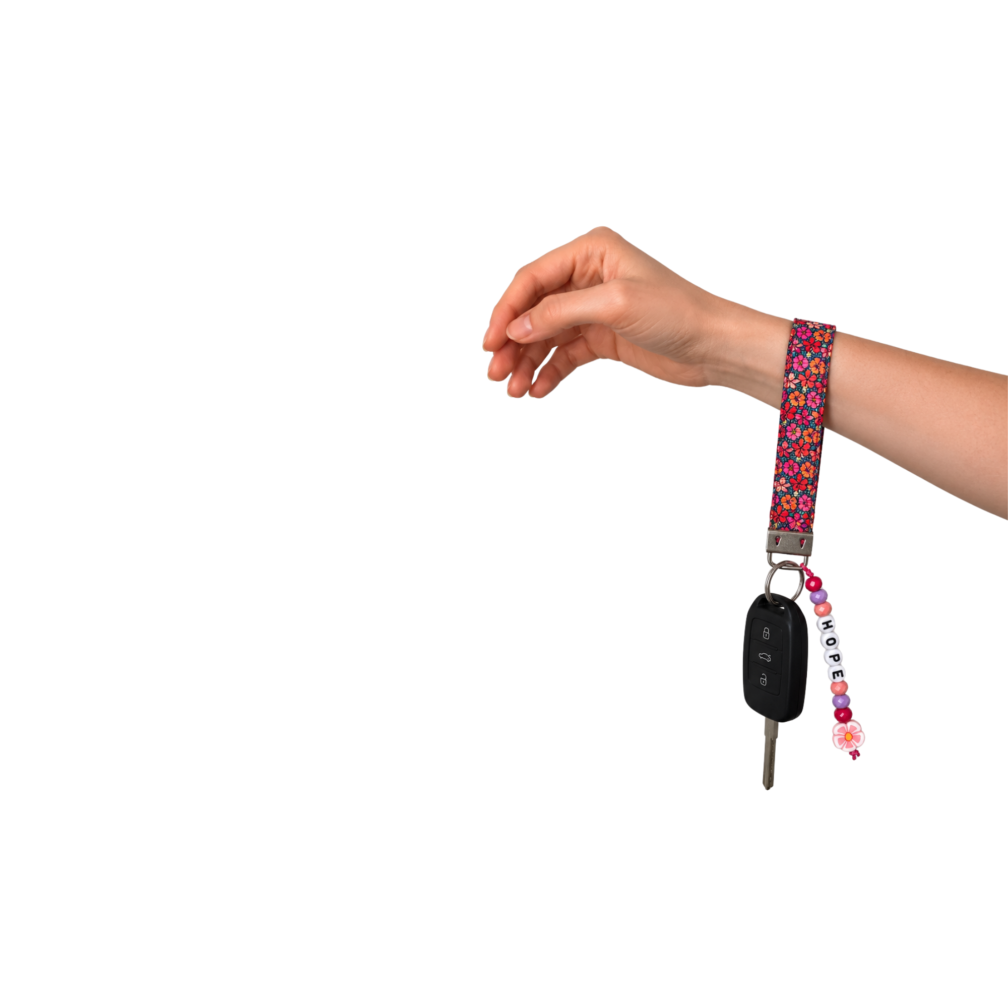 Pink Flower Wrislet Keychain 2