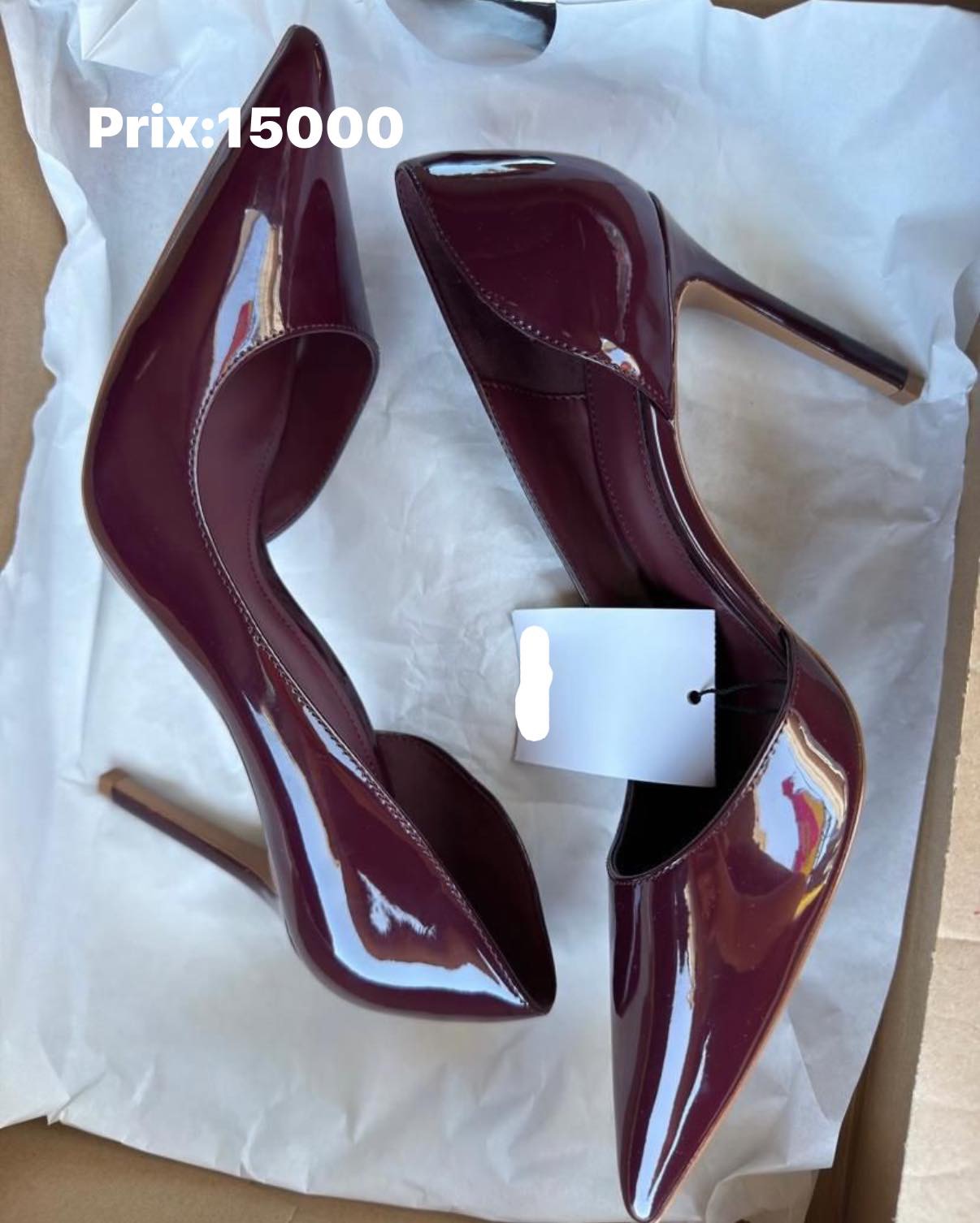 Escarpins d'Orsay vernis, talon aiguille (noir, café, rouge vin) - Image 1