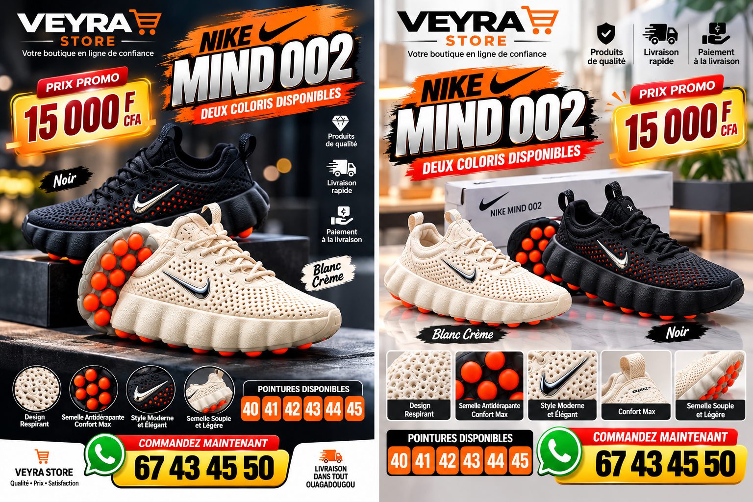 Chaussures Nike Mind 002 – Noir & Blanc Crème 2