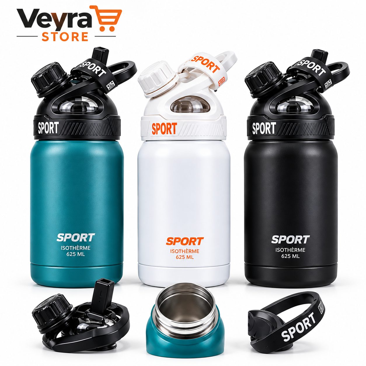 Bouteille Sport Isotherme 625 ml avec Paille Intégrée 2