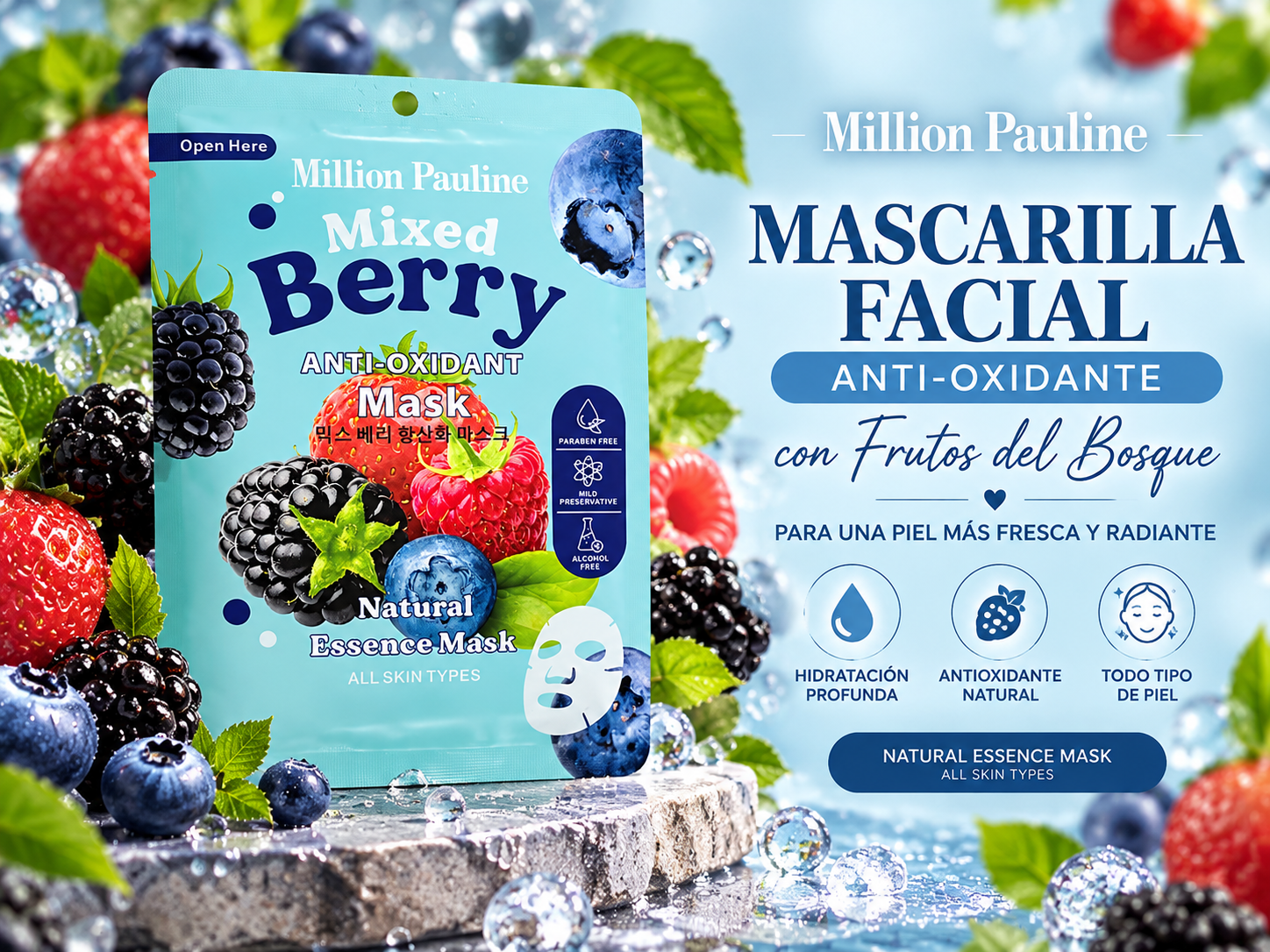 Mascarilla facial de frutos del bosque