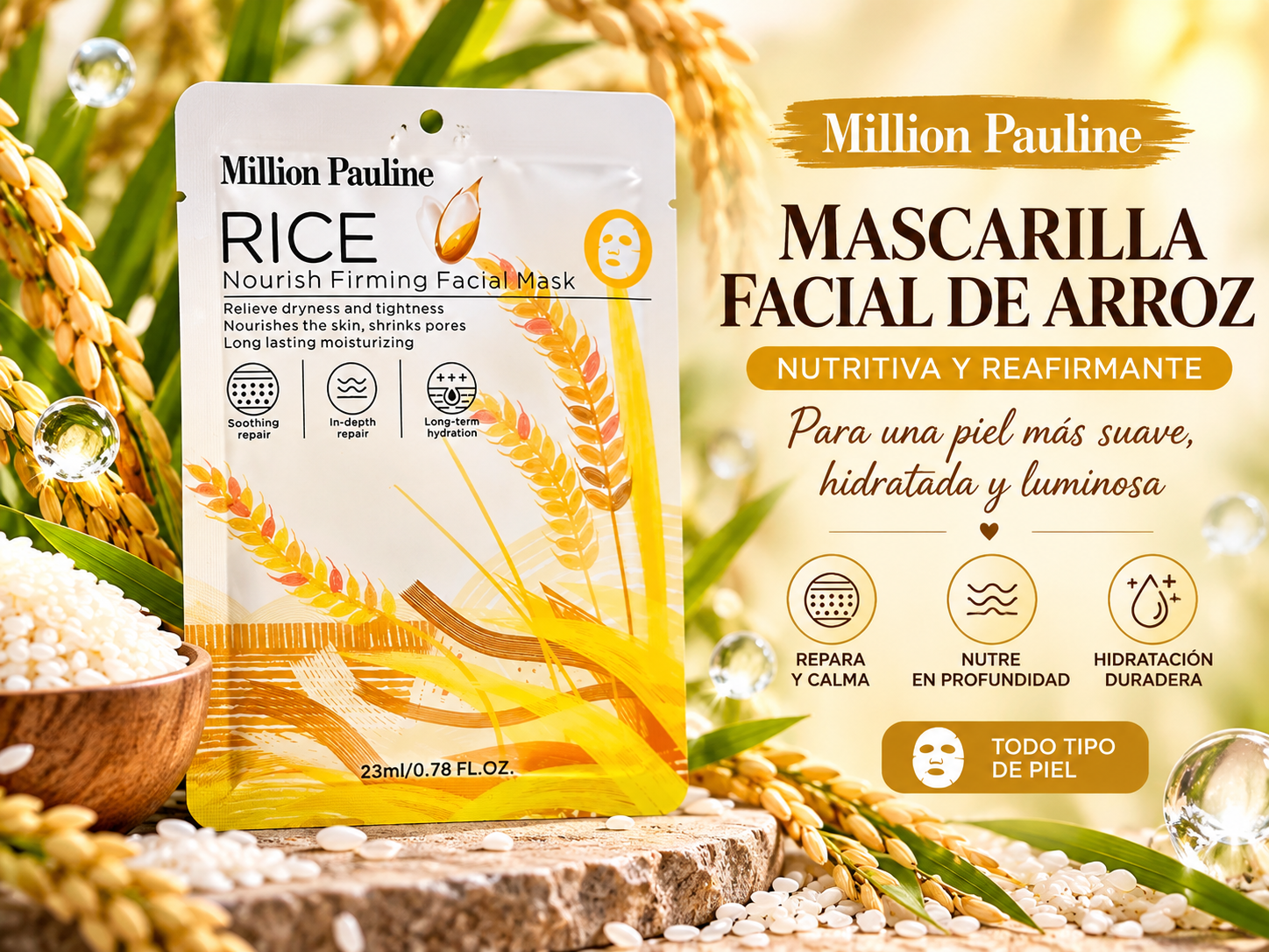 Mascarilla facial de arroz nutritiva