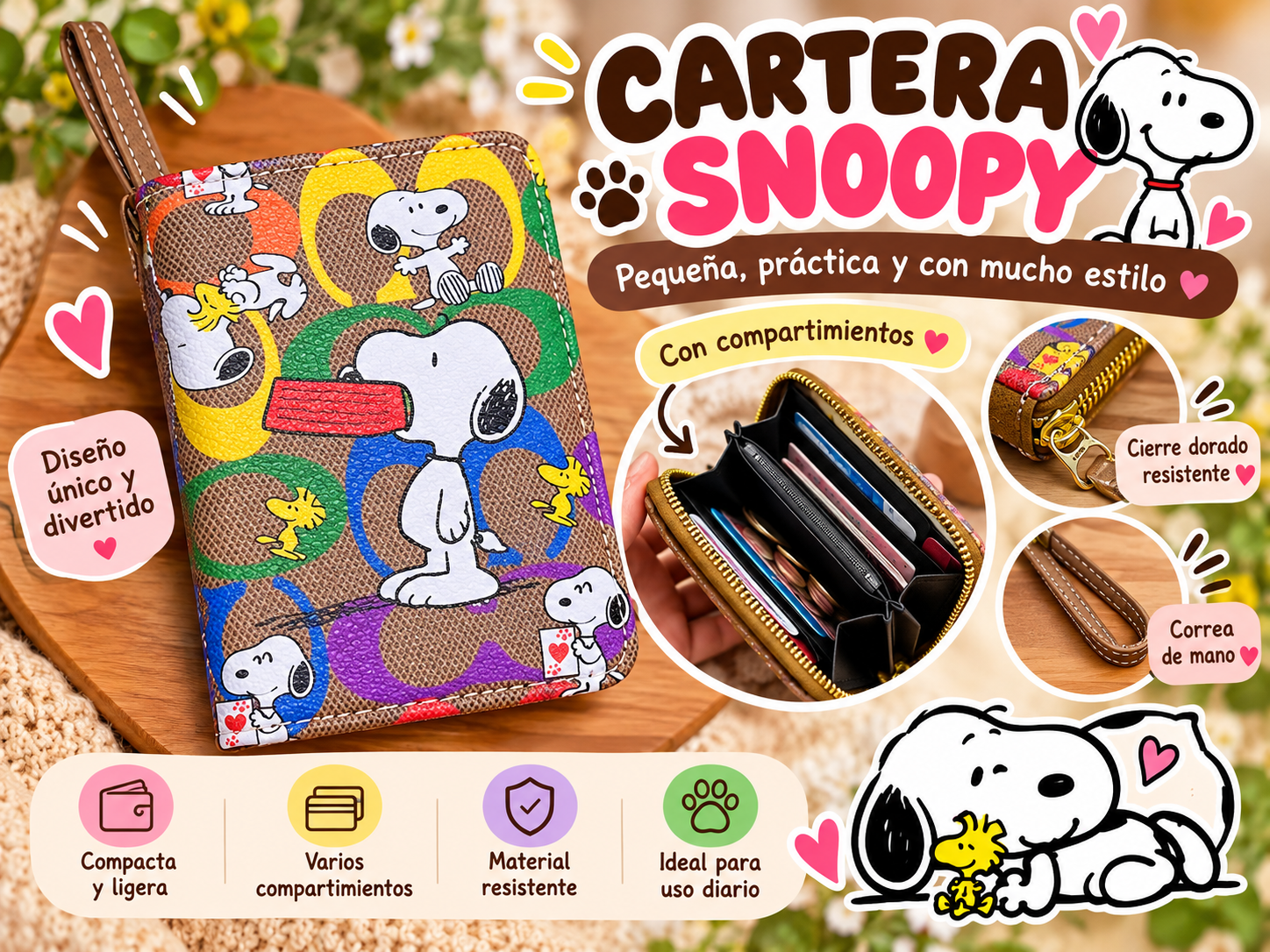 Cartera Snoopy práctica y con estilo