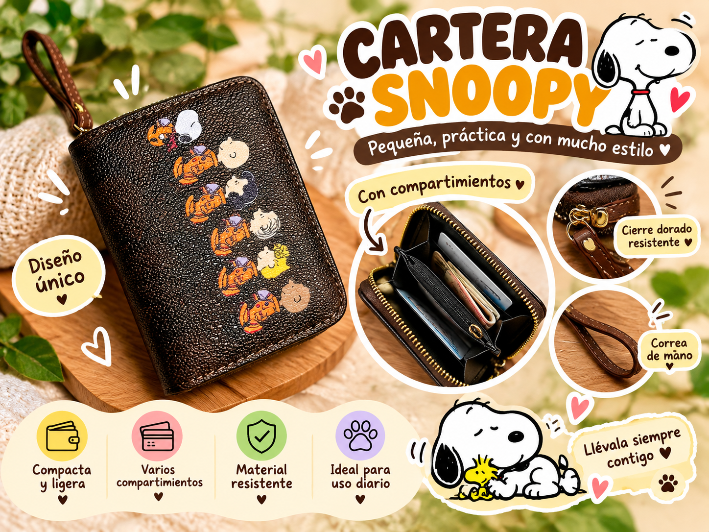 Cartera Snoopy práctica y con estilo
