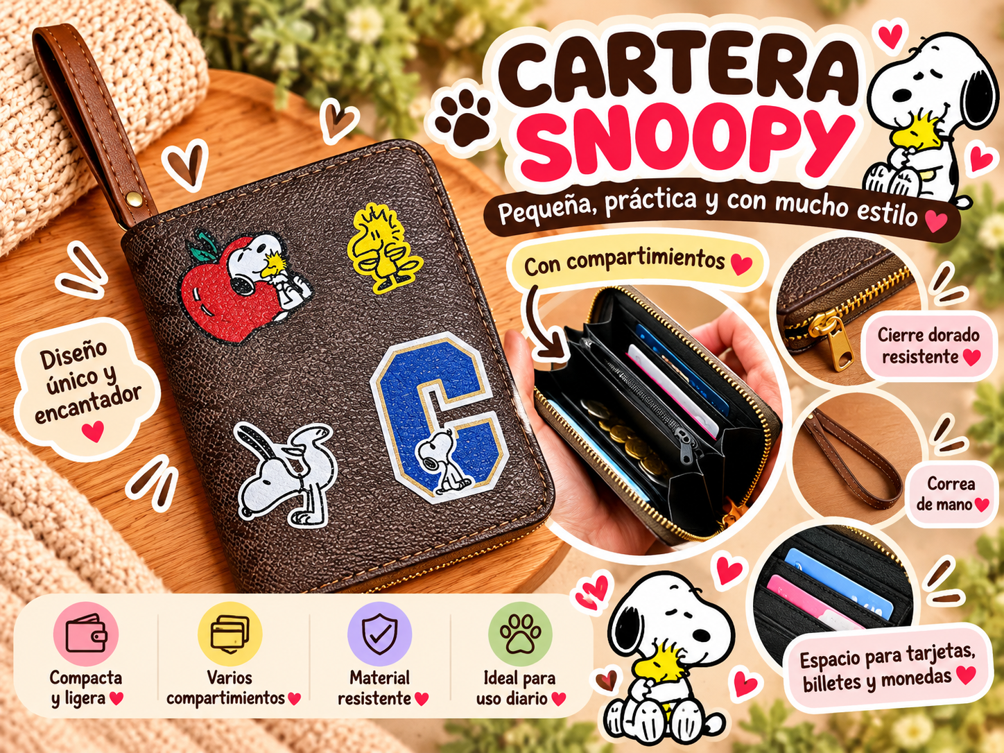 Cartera Snoopy Pequeña y Encantadora
