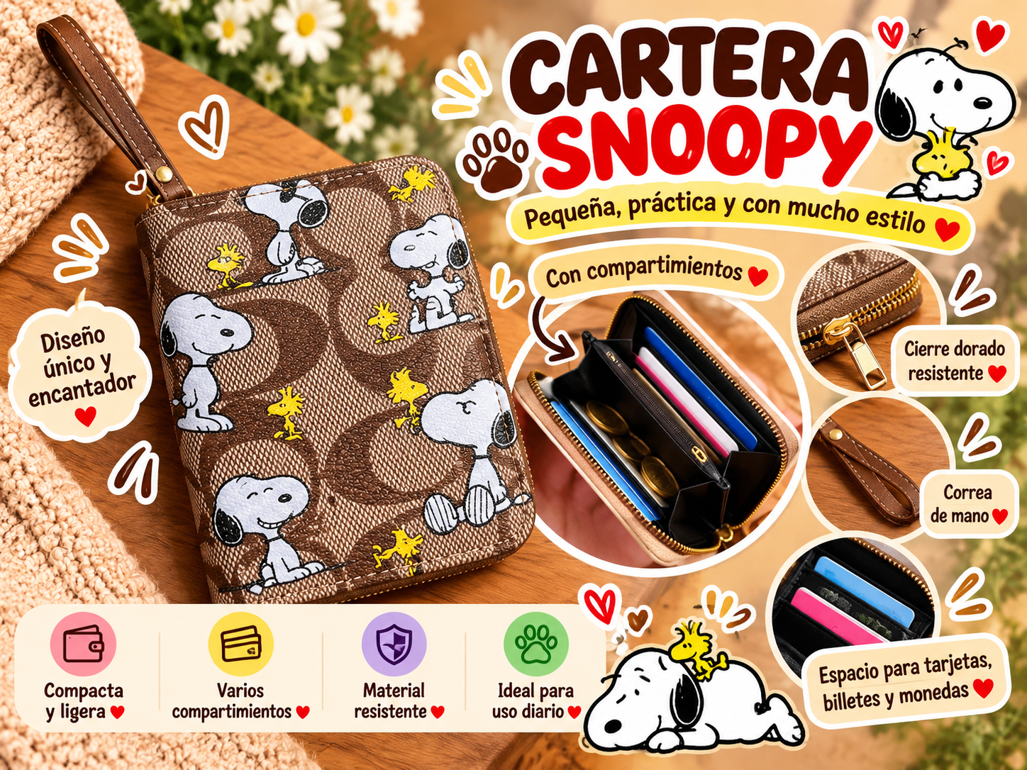 Cartera Snoopy estilo y practicidad