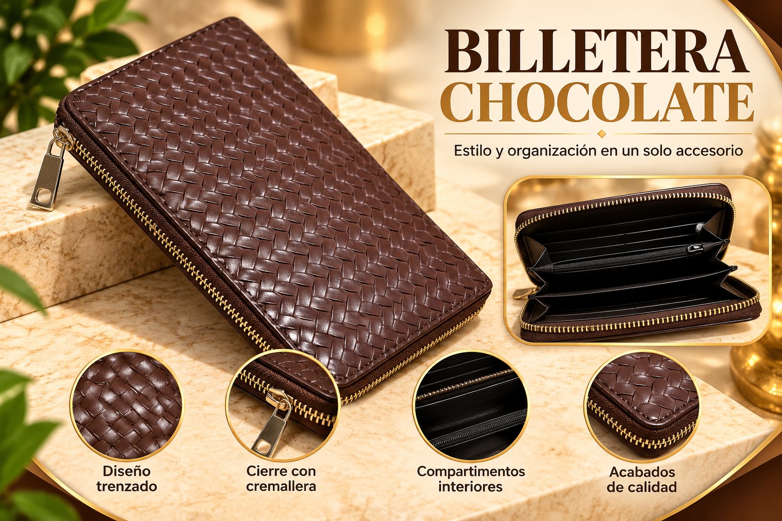 Billetera Chocolate Trenzada