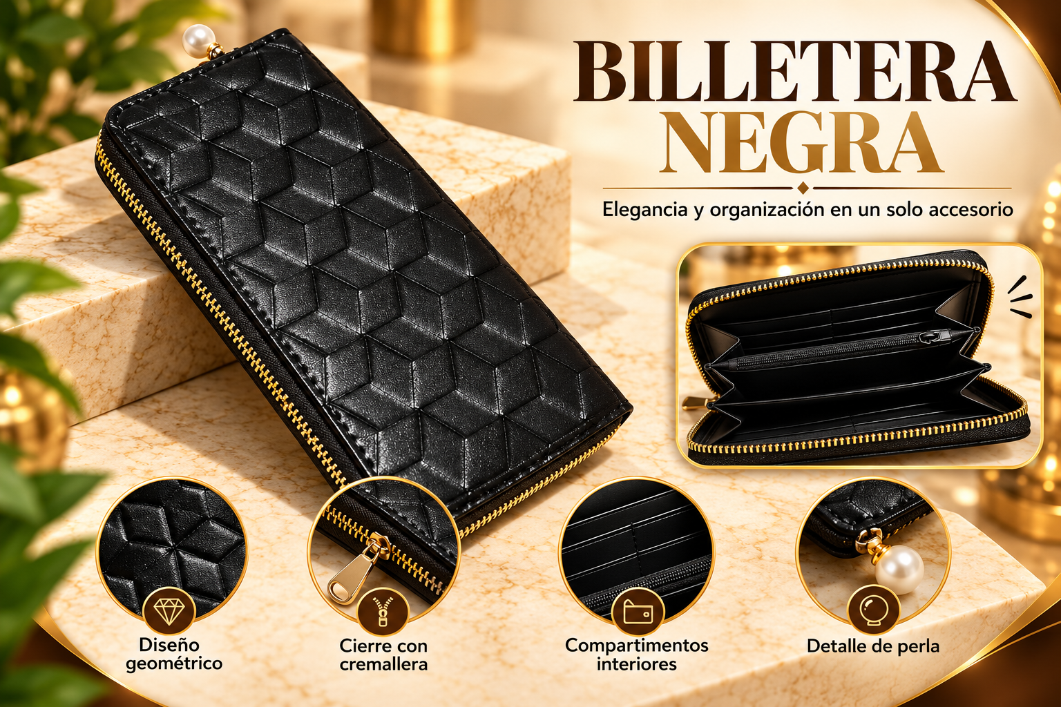 Billetera color Negro 