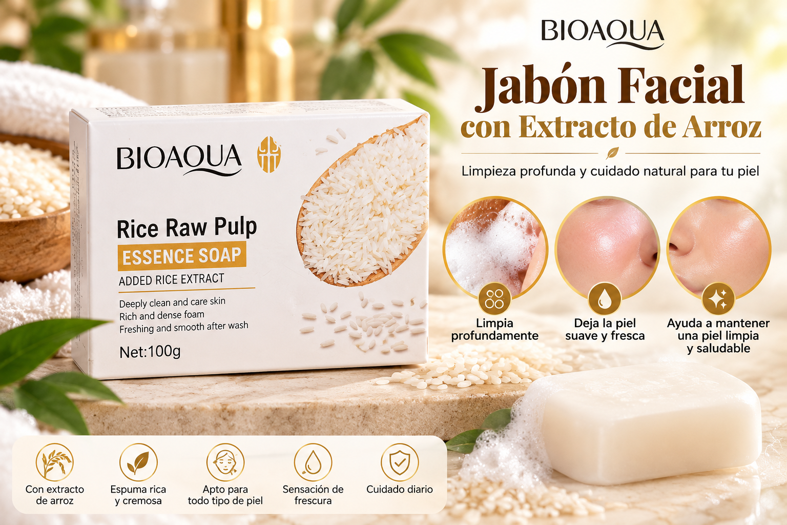 Jabón facial de arroz Bioaqua