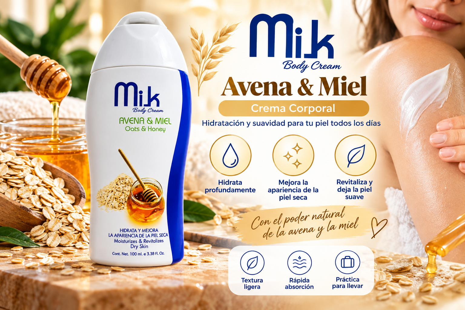 Crema corporal de avena y miel