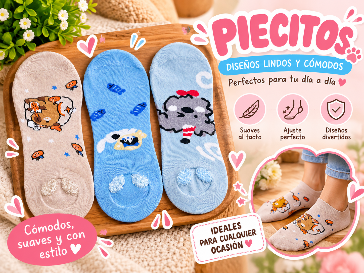 Piecitos calcetines tiernos y cómodos