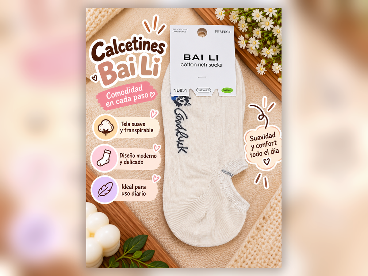 Calcetas suaves Bai Li color Crema