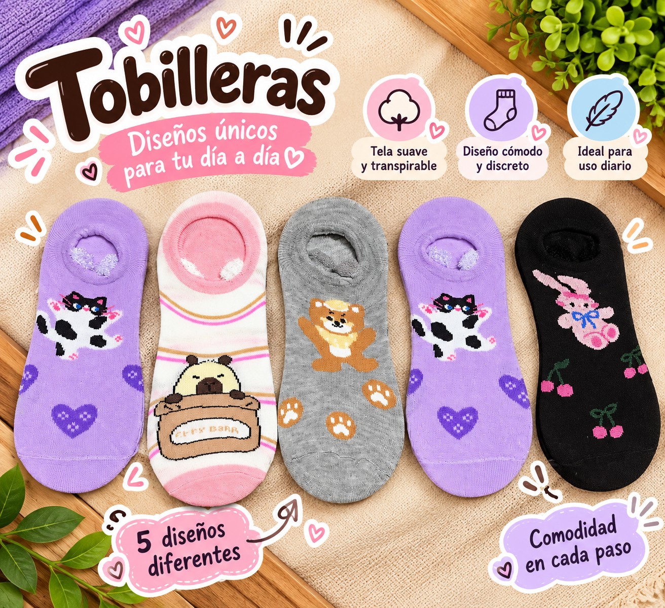 Tobilleras kawaii para cada día