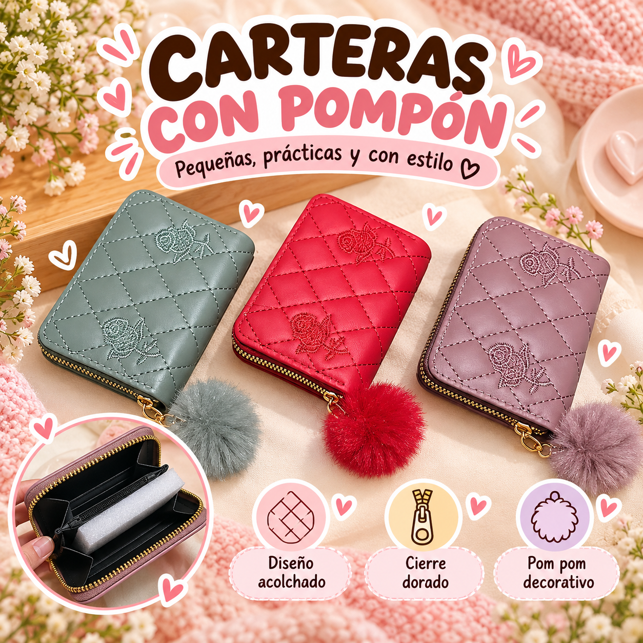 Cartera acolchada