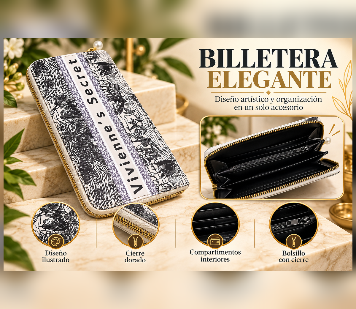 Billetera Elegante con Diseño Ilustrado