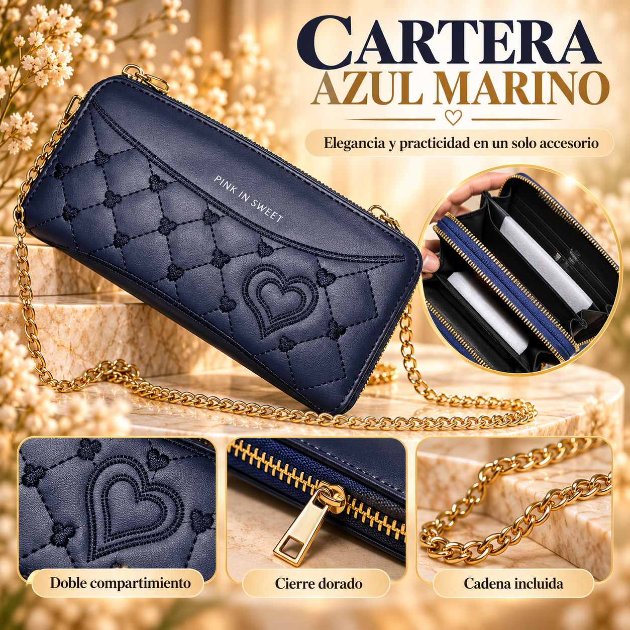 Billetera azul marino de lujo