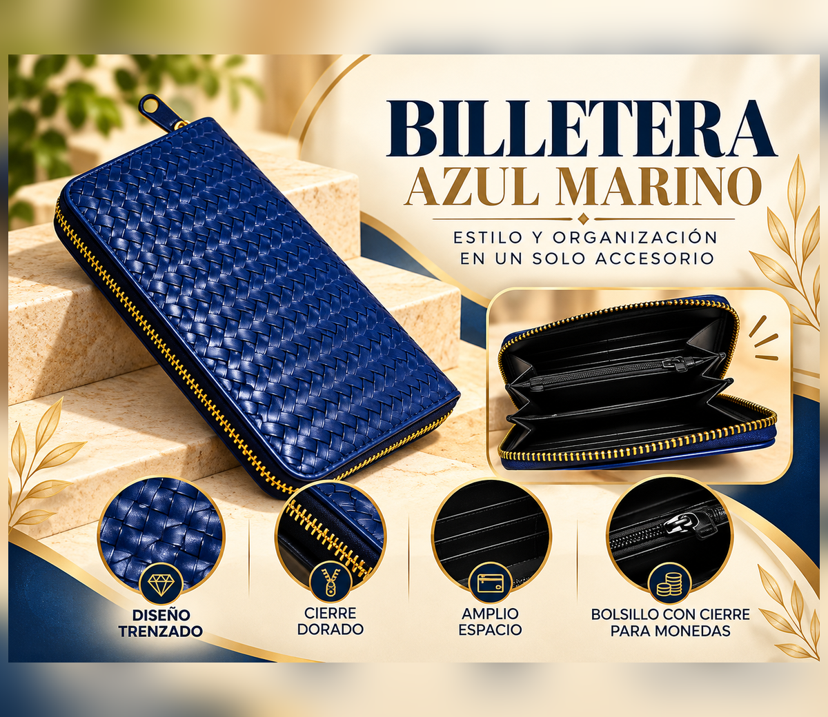 Billetera Azul Trenzada