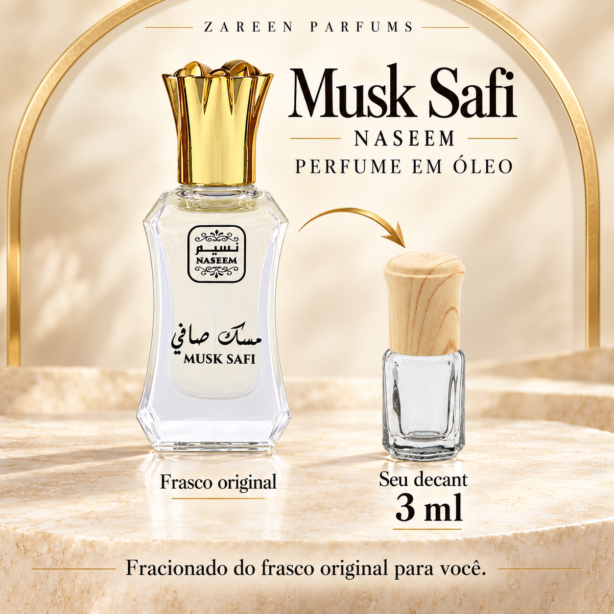 Musk Safi | Naseem Perfume em Óleo Concentrado | Decant Roll-on 3 ml