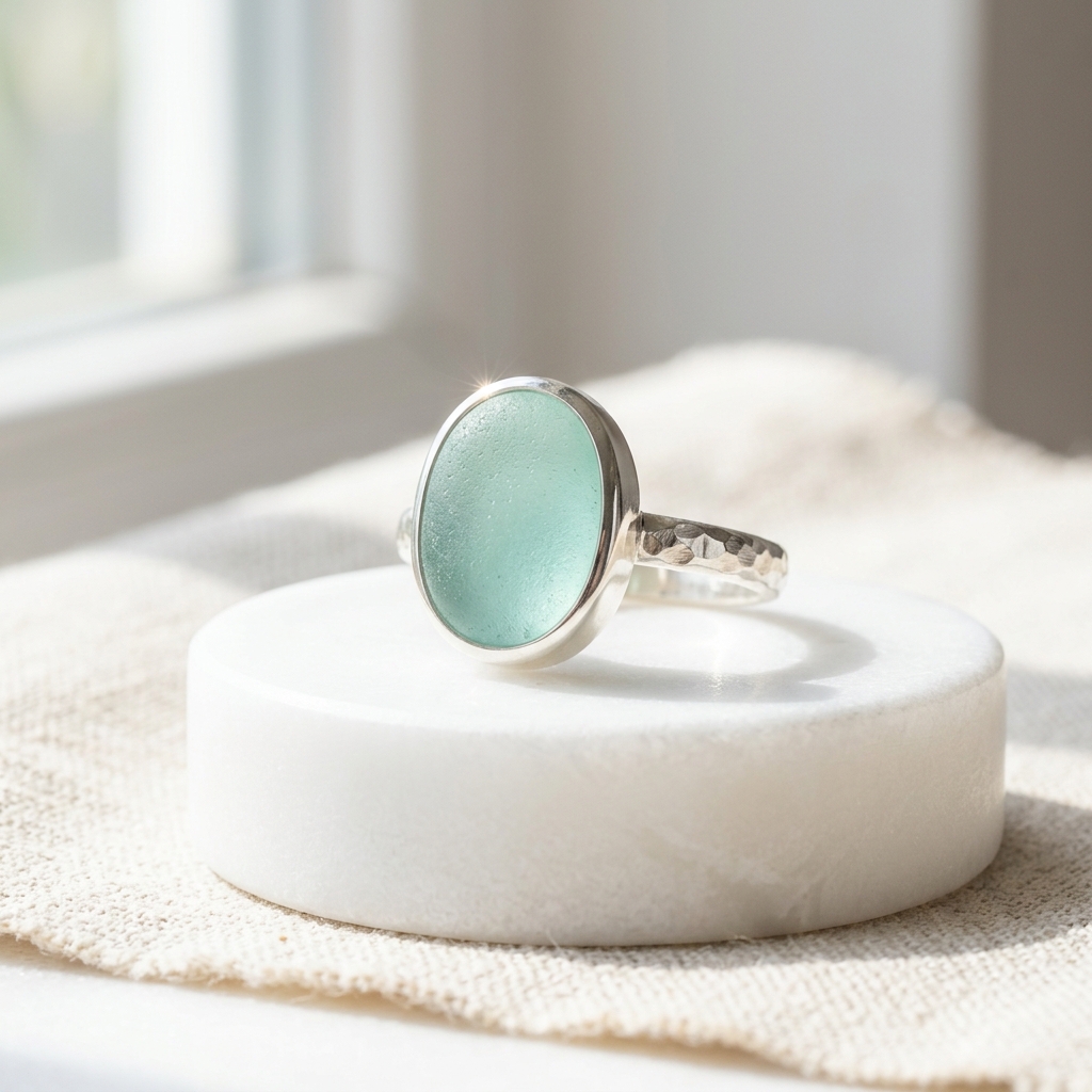 Cornish Sea Glass Silver Ring