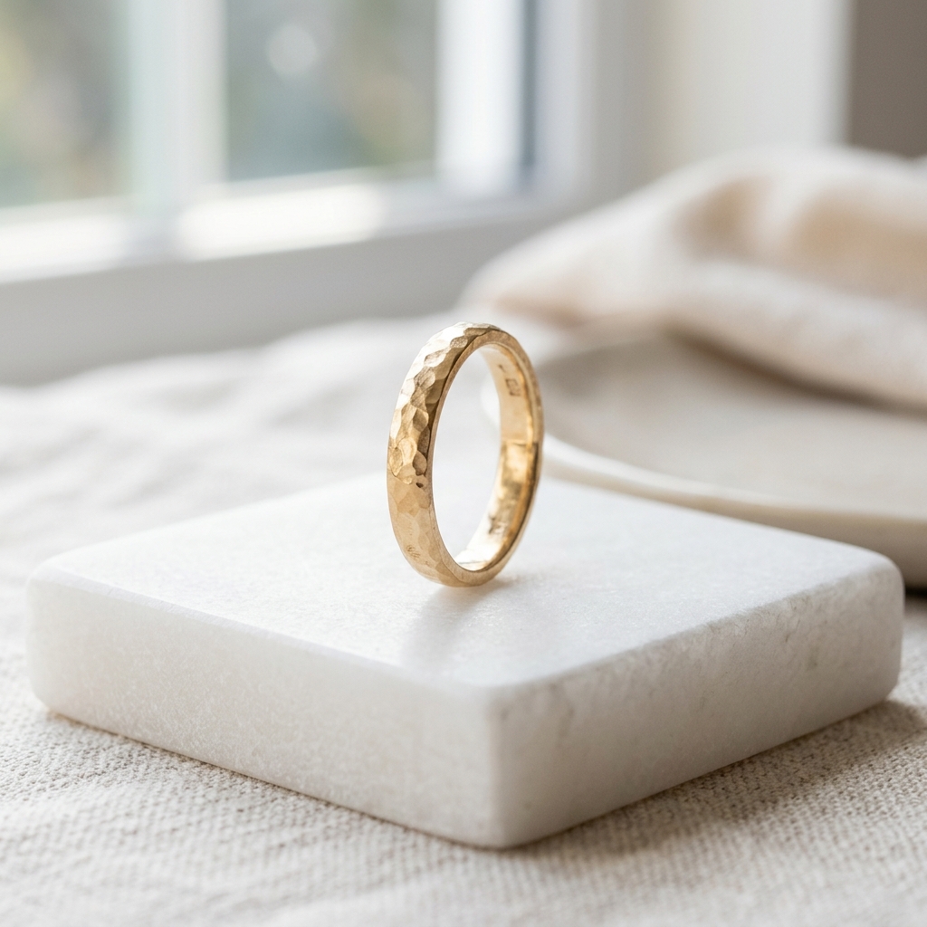 Hand-Hammered 9ct Gold Band