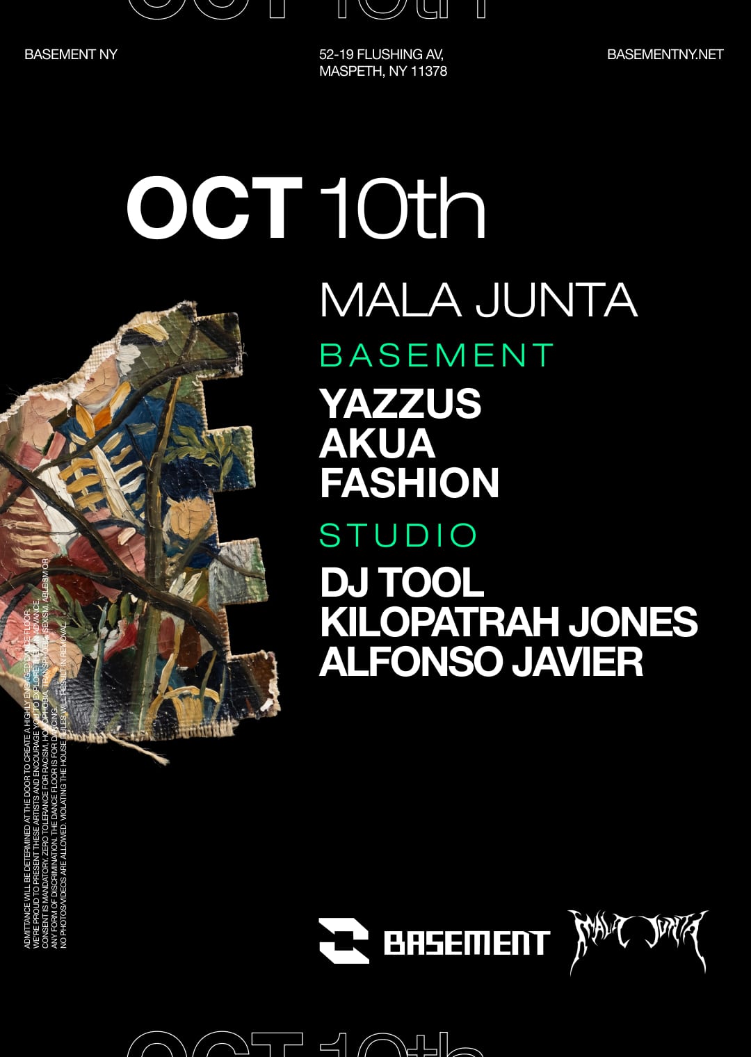 Mala Junta: Yazzus / Akua / FASHION / DJ TOOL / Kilopatrah Jones / Alfonso Javier flyer