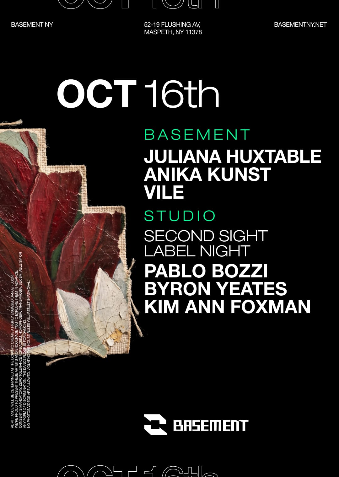 Juliana Huxtable / Anika Kunst / VILE / Pablo Bozzi / Byron Yeates / Kim Ann Foxman flyer