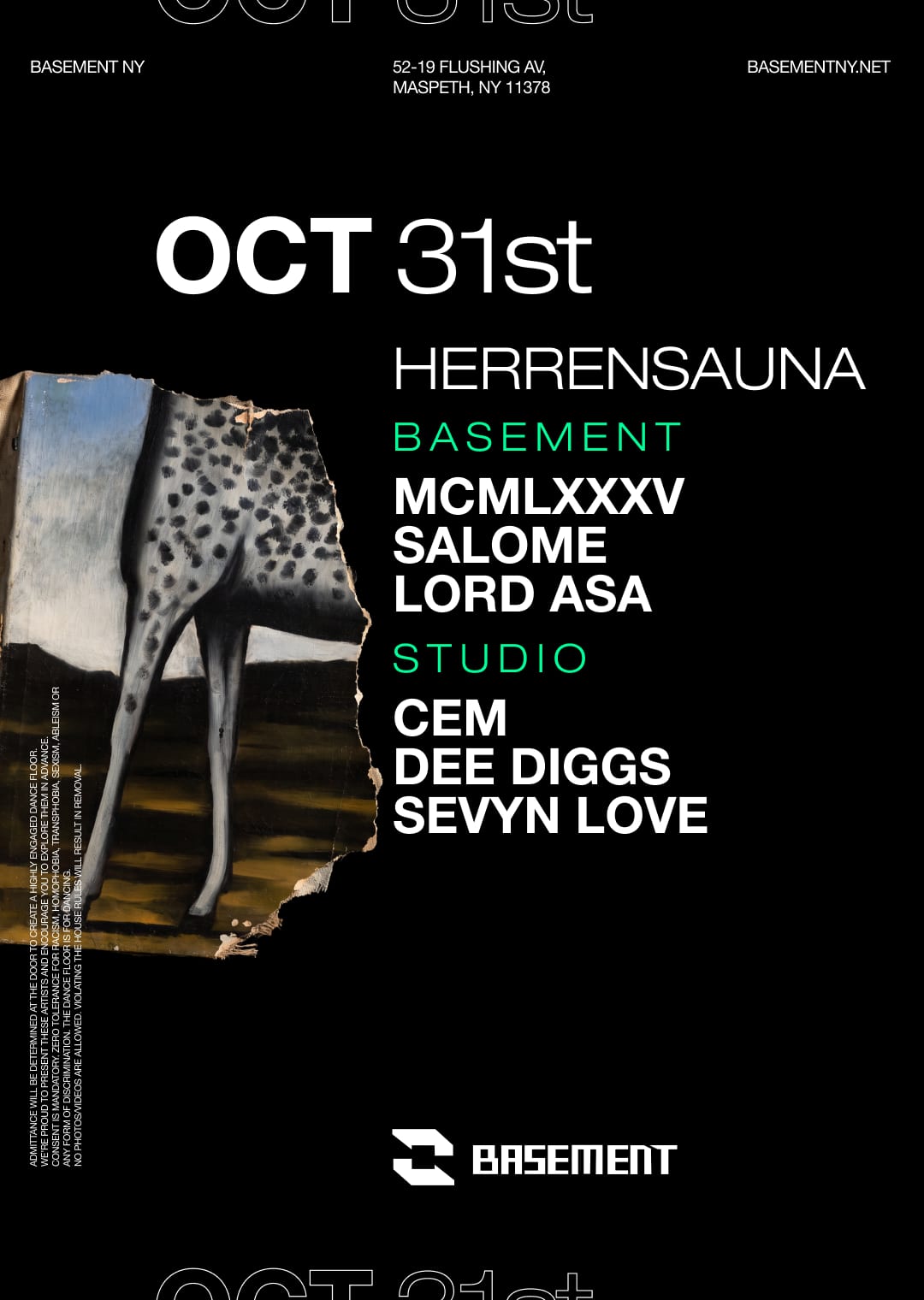 Herrensauna: MCMLXXXV / SALOME / LORD ASA / CEM / Dee Diggs / Sevyn Love flyer
