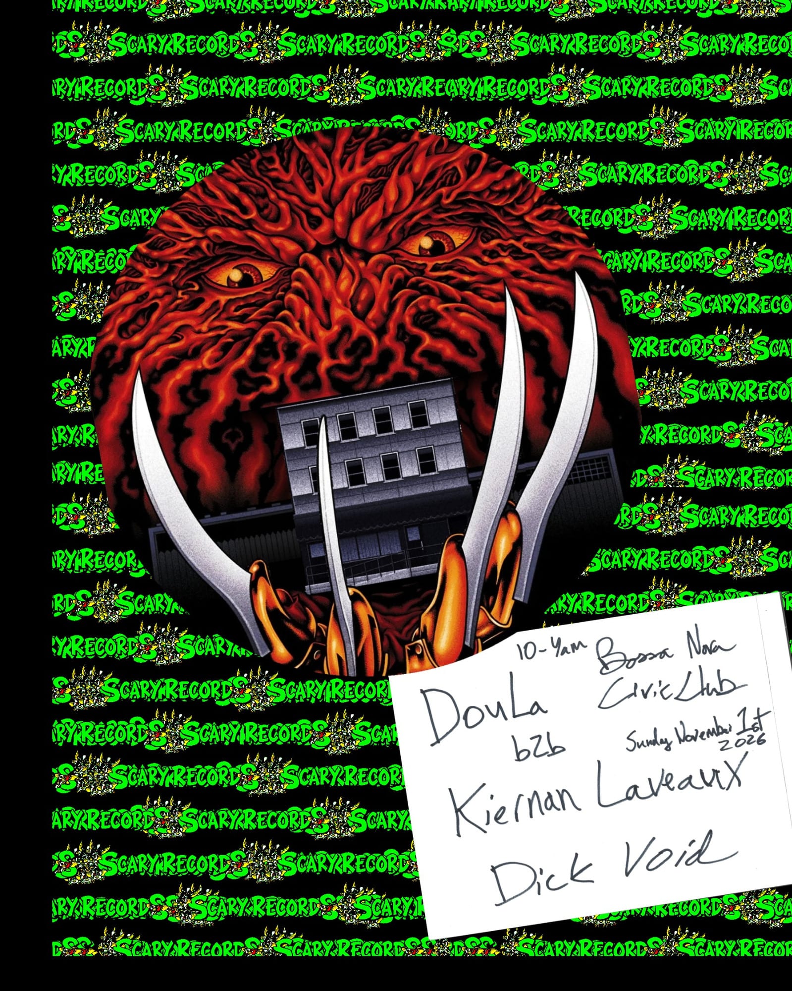 Scary Records with Doula b2b Kiernan Laveaux, Dick Void flyer