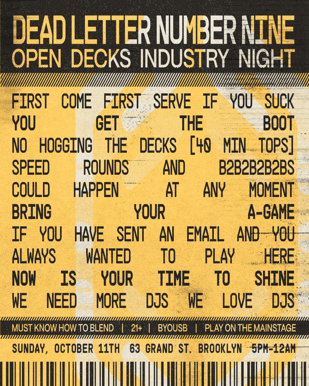 Open Decks + Industry Night flyer