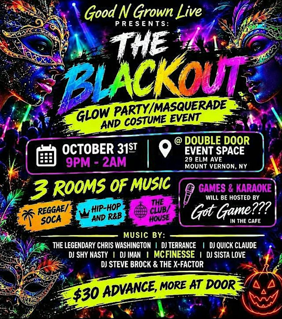The Blackout Masquerade & Glow Party flyer