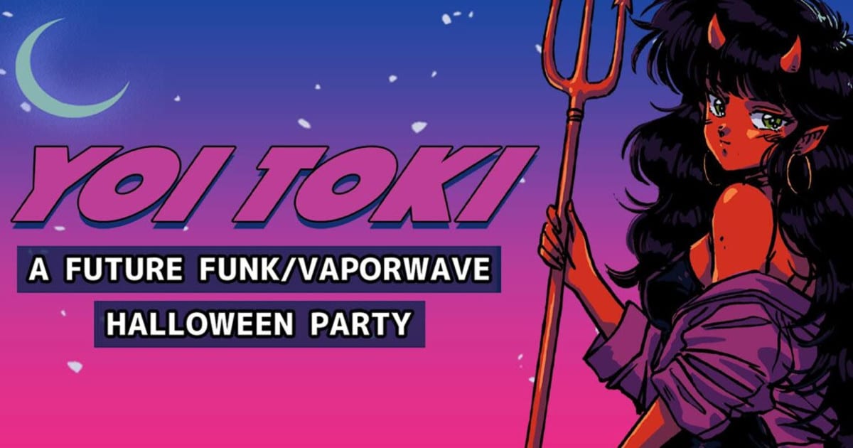 Yoi Toki: A Future Funk/Vaporwave Halloween flyer