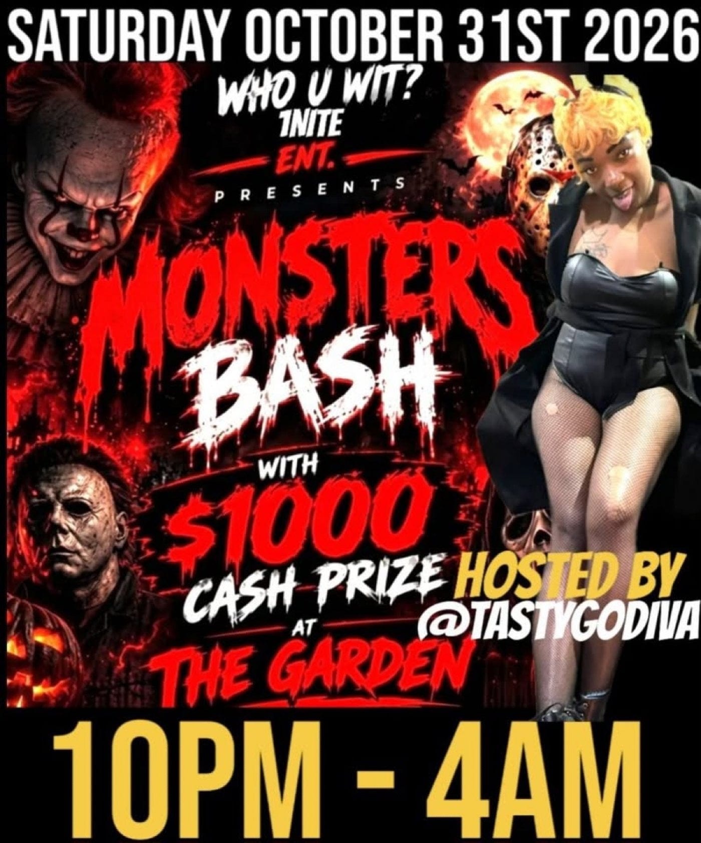 Halloween Adult Bash hosted by Tasty Godiva flyer