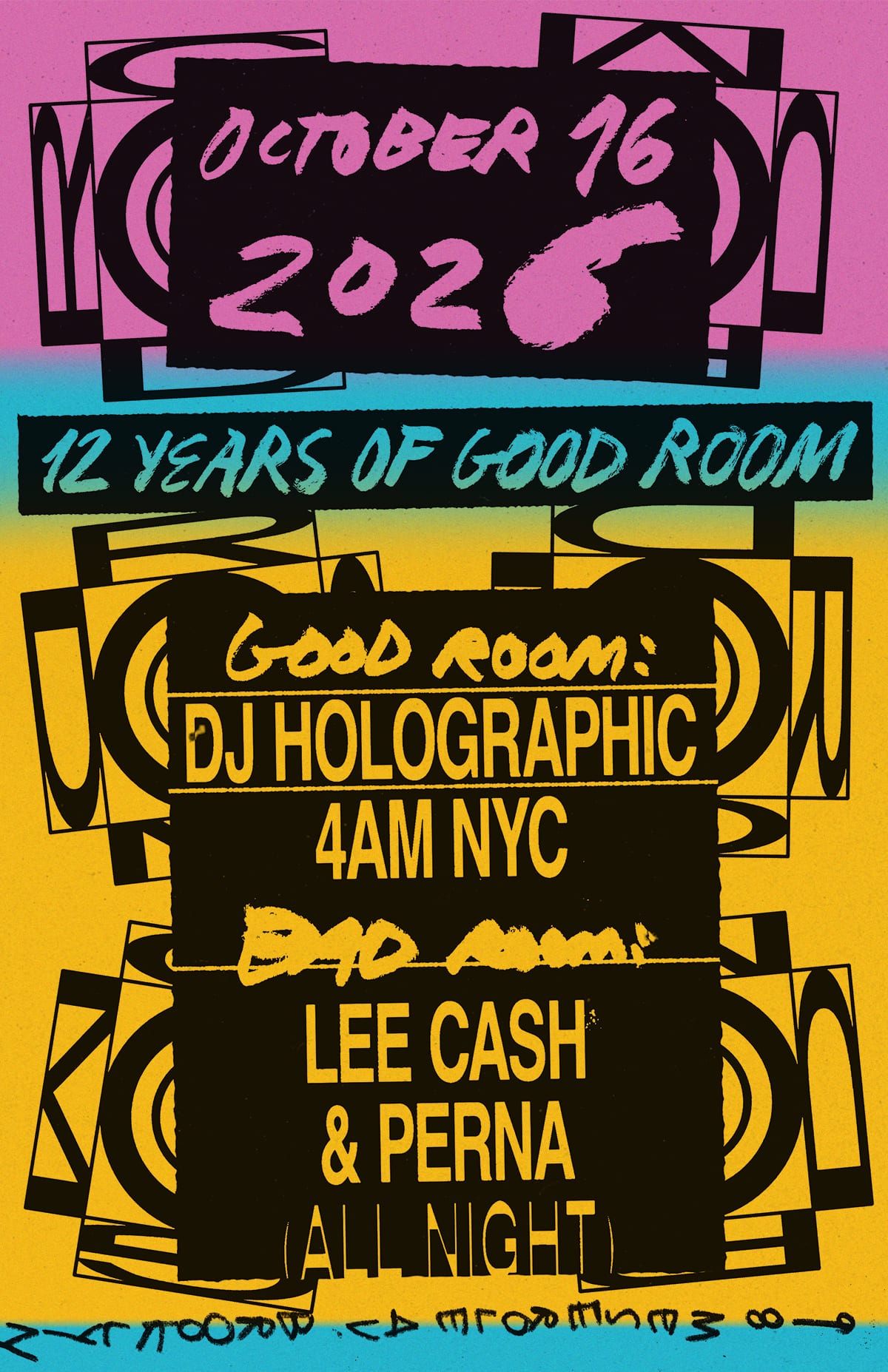 12 Years of Good Room - DJ Holographic, 4AM NYC, Lee Cash & Perna (All Night) flyer