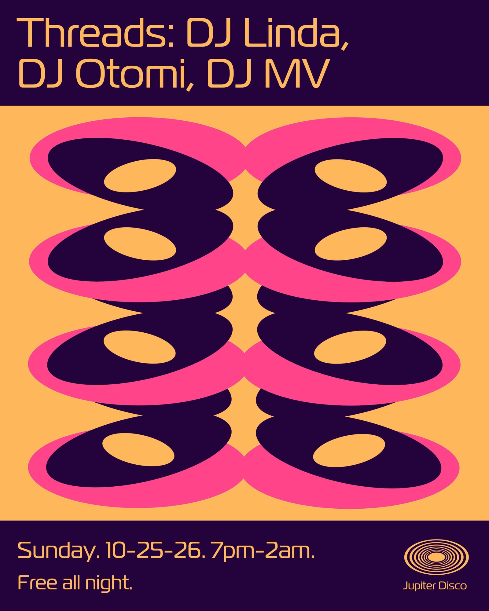 Threads: DJ Linda, DJ Otomi, Mercury Vibration flyer
