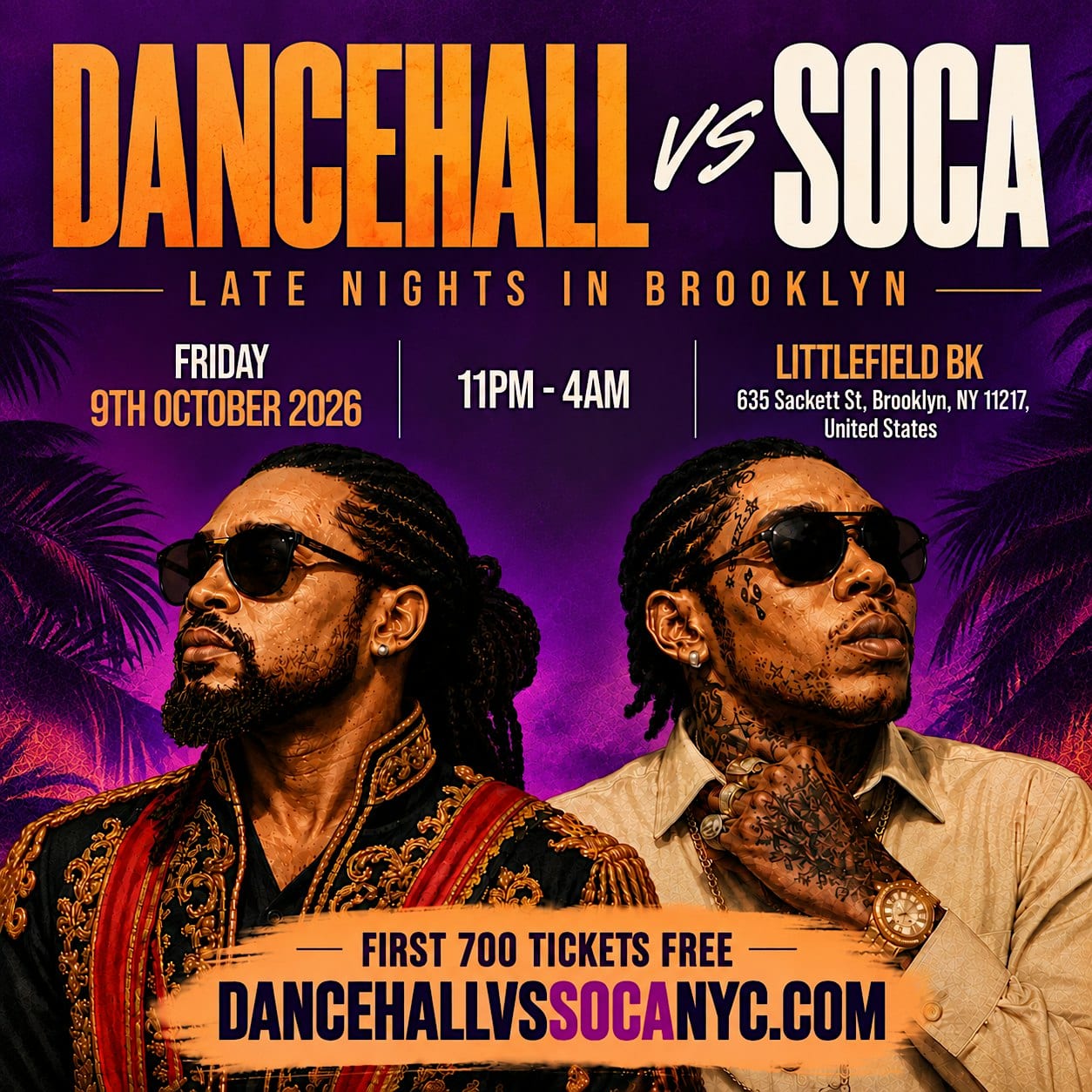Dancehall vs Soca: Late Night Party in Brooklyn flyer