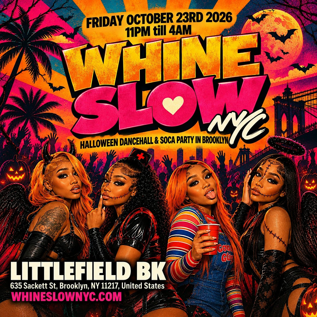 WHINE SLOW: Halloween Dancehall & Soca Party flyer