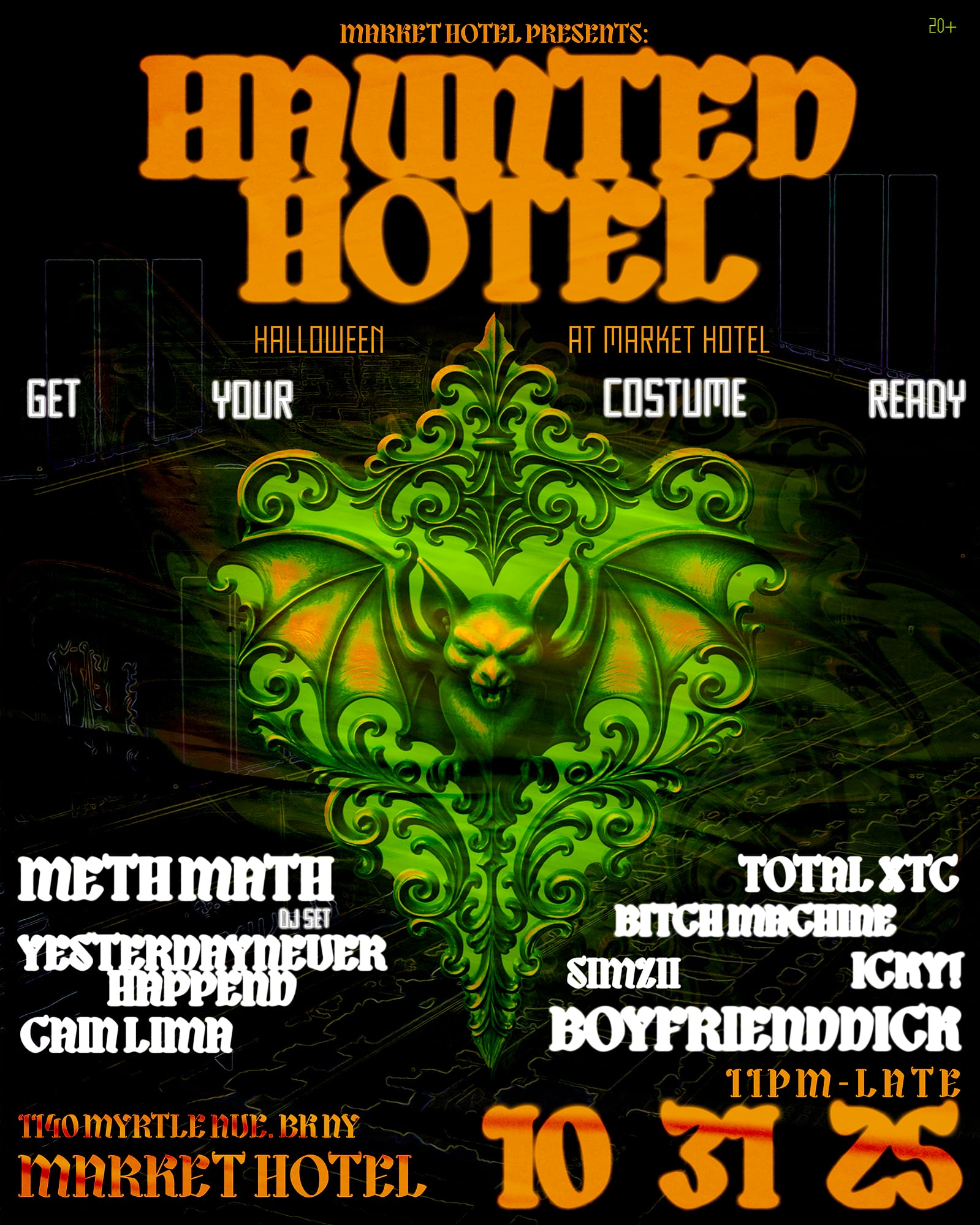 HAUNTED HOTEL: Market Hotel HALLOWEEN PARTY flyer