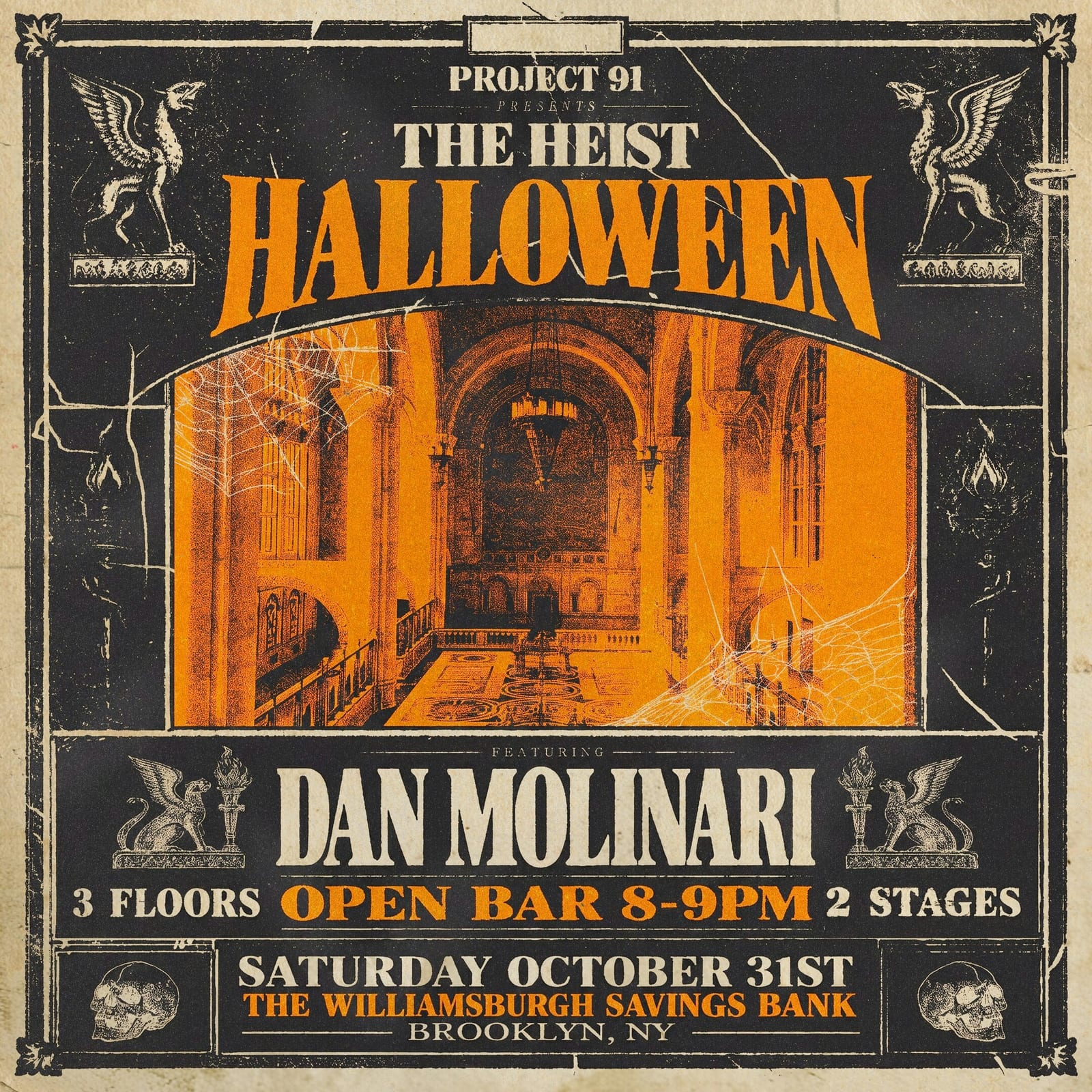 The Heist: Old Savings Bank Halloween ft. Dan Molinari flyer