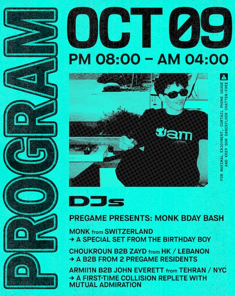 pregame presents: Monk Birthday Bash flyer