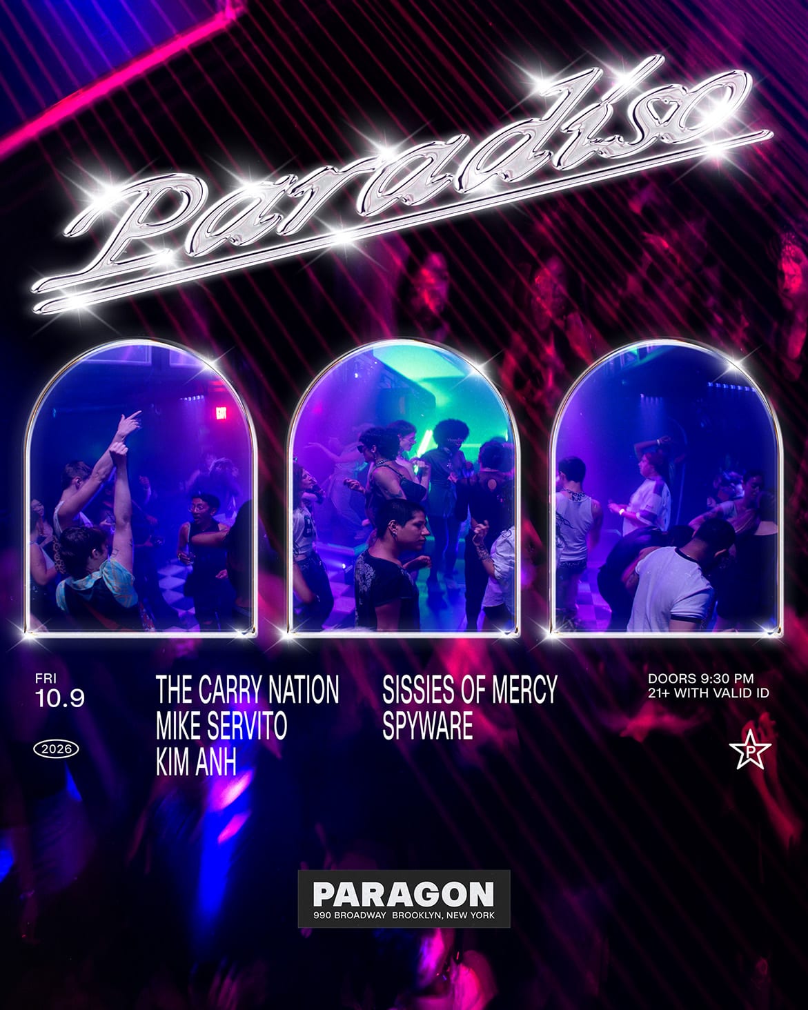 Paradiso: The Carry Nation, Mike Servito, Kim Anh + Sissies of Mercy, Spyware flyer
