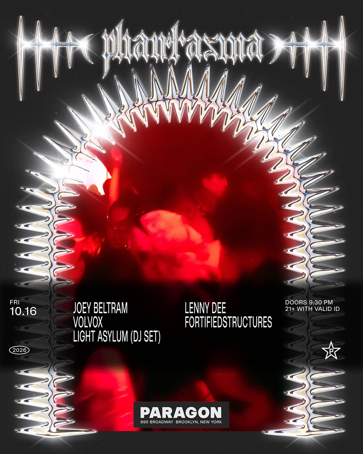Phantasma: Joey Beltram, Volvox, Light Asylum(DJ Set) + Lenny Dee, FortifiedStructures flyer
