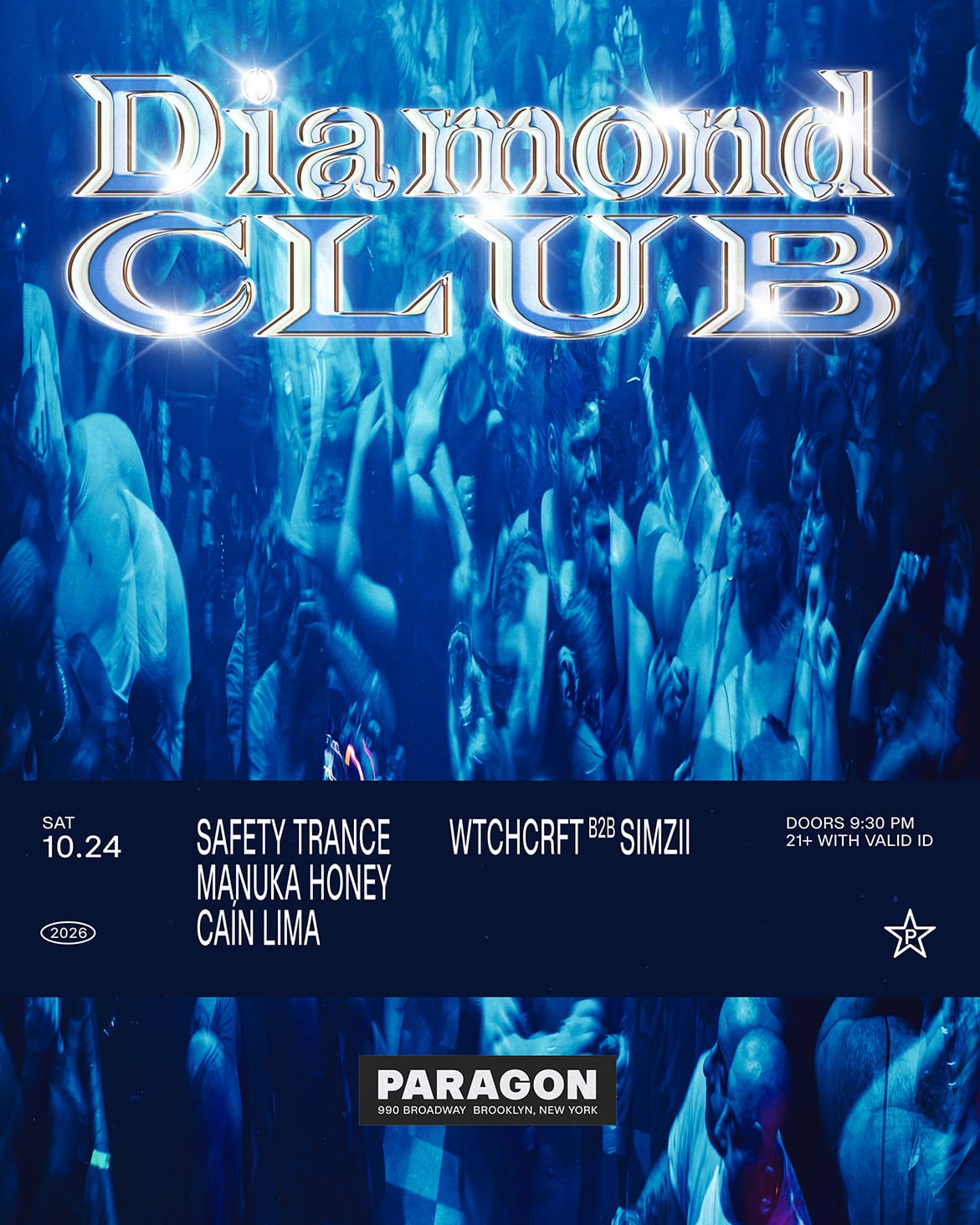 Diamond CLUB: Safety Trance, Manuka Honey, Caín Lima + WTCHCRFT flyer