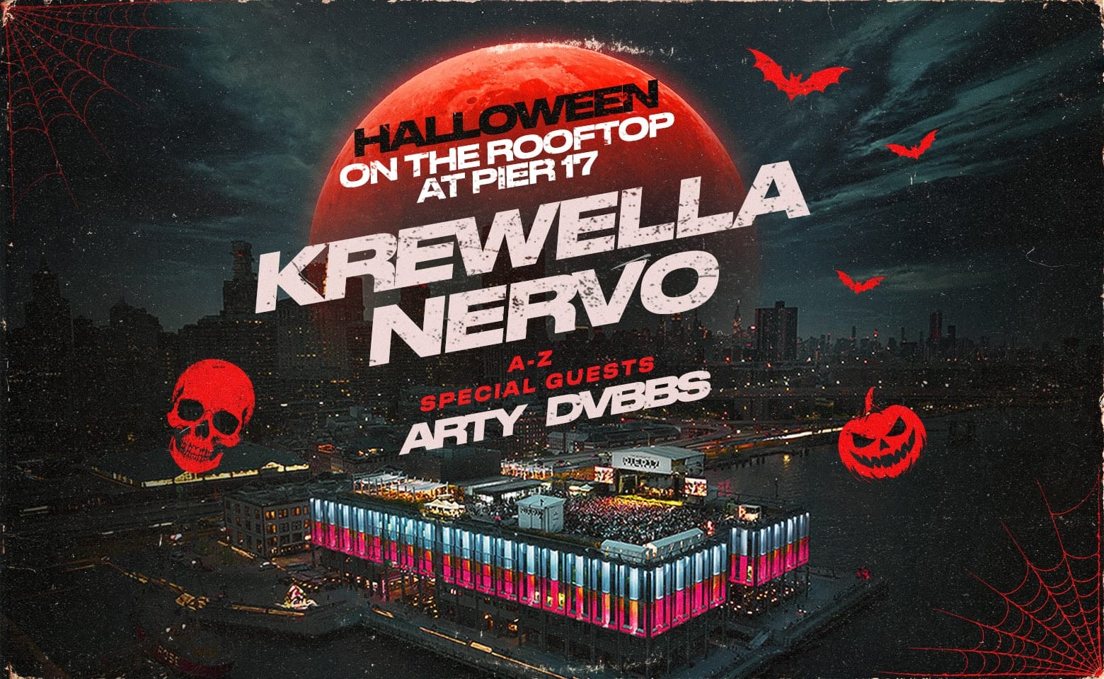 Rooftop at Pier 17 Halloween: Krewella & NERVO, ARTY & DVBBS flyer