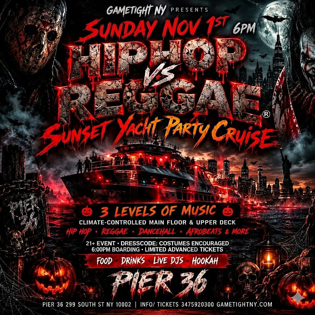Halloween Hip Hop vs Reggae Sunday Sunset Yacht Party flyer