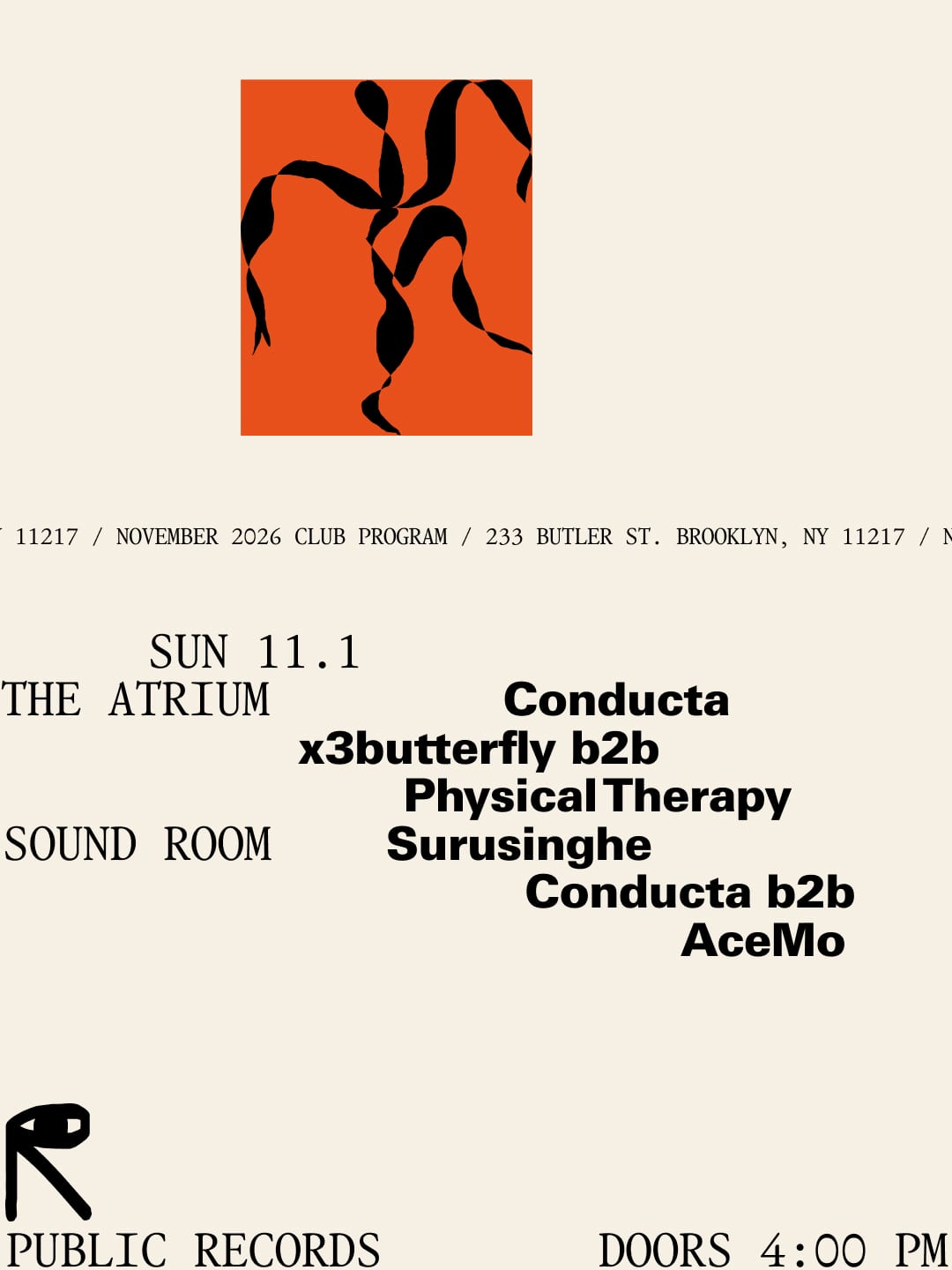 Conducta b2b AceMo, Surusinghe / x3butterfly b2b Physical Therapy, Conducta flyer