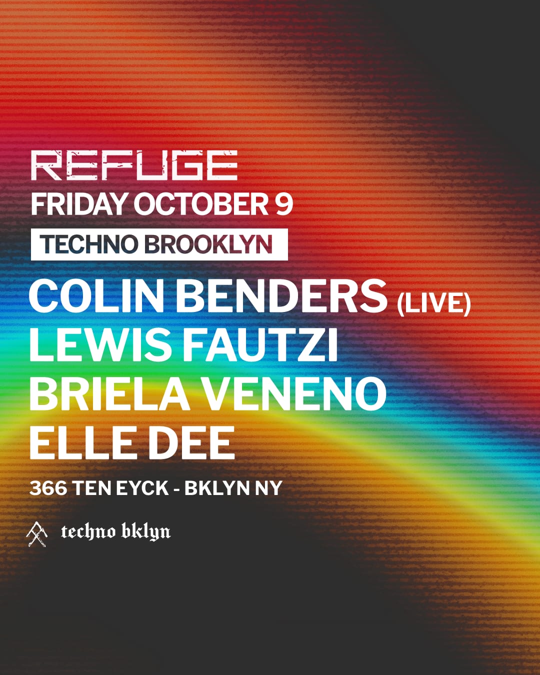 Refuge Friday: Colin Benders, Lewis Fautzi, Briela Veneno, Elle Dee flyer