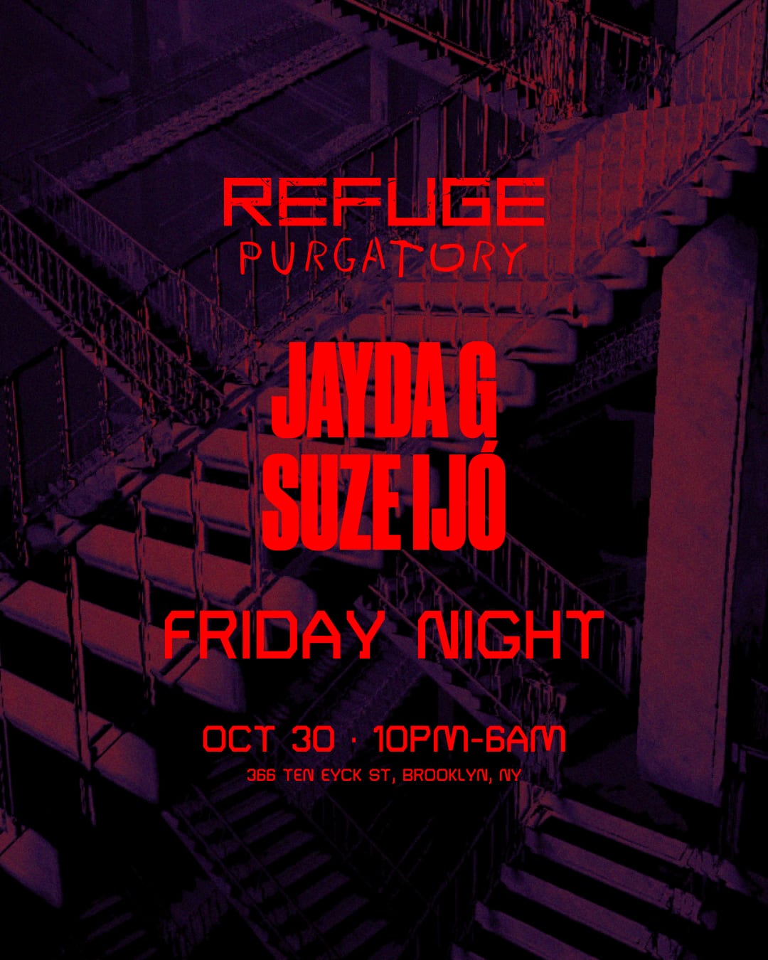 PURGATORY: Friday Night with Jayda G + Suze Ijó flyer